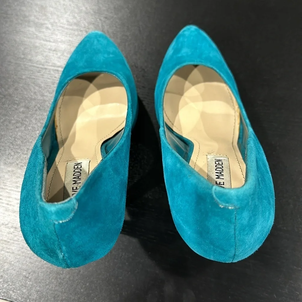 Steve Madden Babylonn Teal Suede Platform Heels - 8